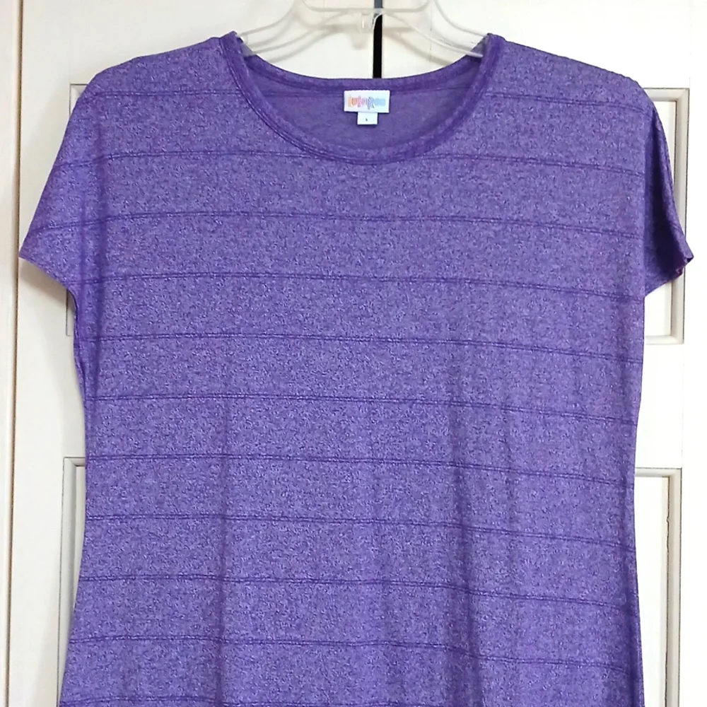 Casual Purple Maxi Dress with Crew Neck and Short Sleeves - Picture 3 of 4